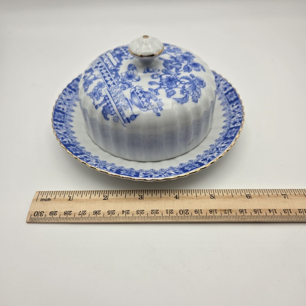 Vintage China Blau Bavaria Asian Pattern Blue & White Butter Dish Germany - Picture 13 of 14